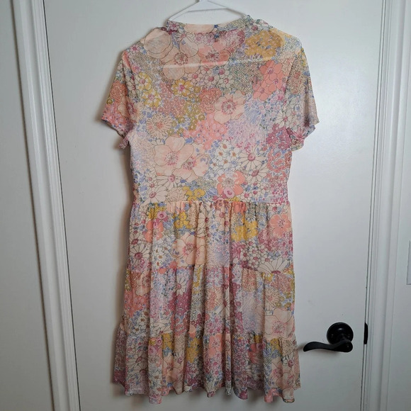 Fairy Floral Mini Tier Lily Rose Mesh Romantic Dainty Coquette Dress Size L - Picture 3 of 7